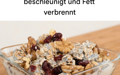 Frühstück mit Haferflocken und Chiasamen, das den Stoffwechsel ankurbelt und Fett verbrennt