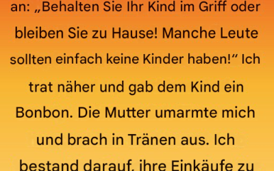 Ich sah jemanden, der an der Kasse Schwierigkeiten hatte, und griff ein.
