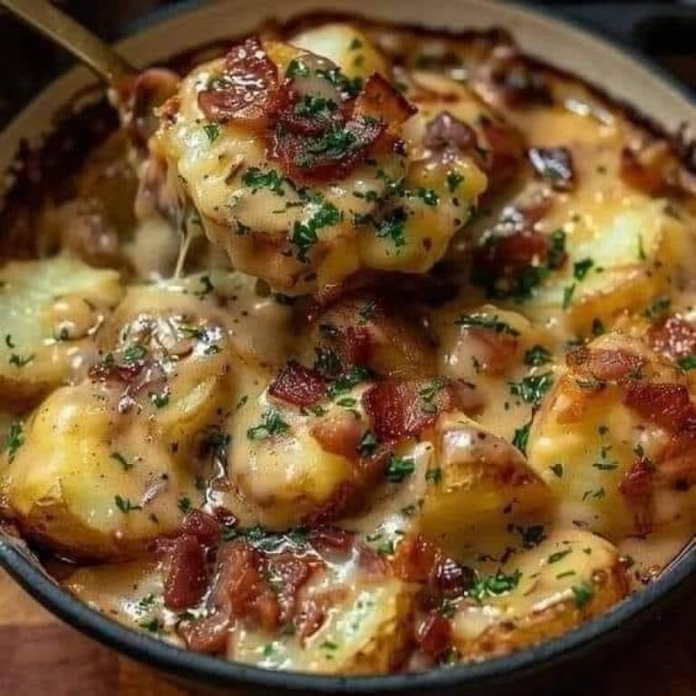 Überbackene Kartoffeln mit cremigem Käse und Speck: Ein beruhigendes und geschmackvolles Gericht