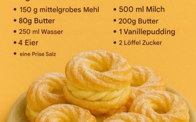 Kränze aus Blätterteig mit Vanillecreme – zarter Geschmack