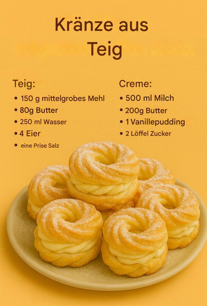 Kränze aus Blätterteig mit Vanillecreme – zarter Geschmack
