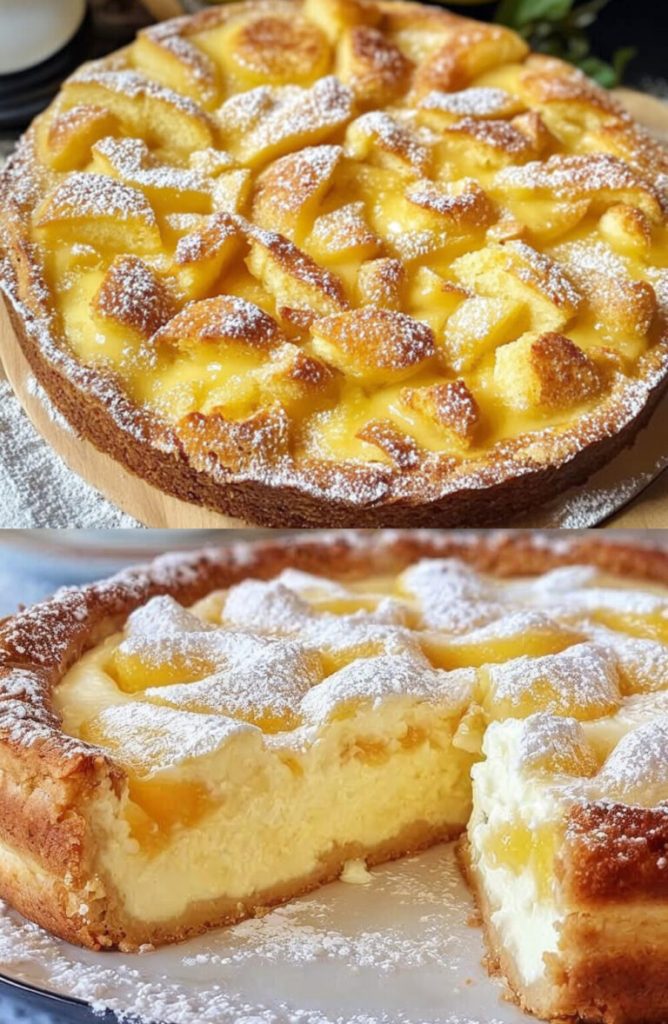 Schneller Apfelkuchen mit Vanillepudding (10 Minuten Zubereitung)