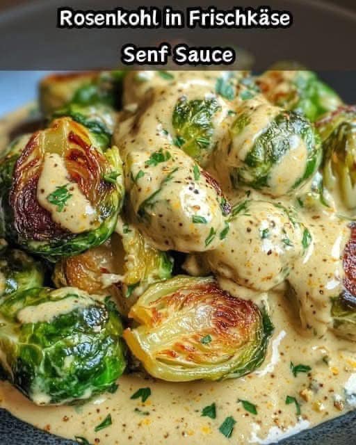 Rosenkohl in Frischkäse Senfsauce in 30 Minuten zubereitet