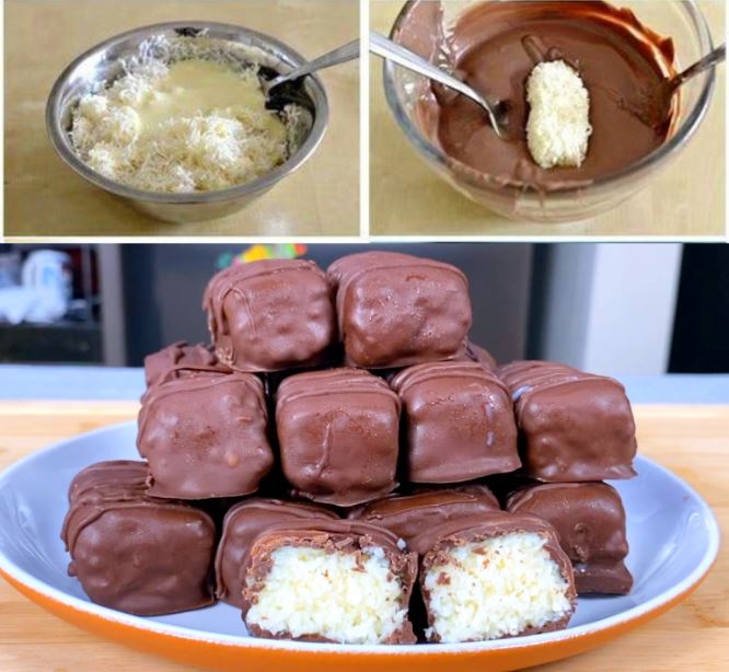Mache ich schon seit Jahren. Schmecken besser, als die Originalen – Bounty-Pralinen aus 3 Zutaten!