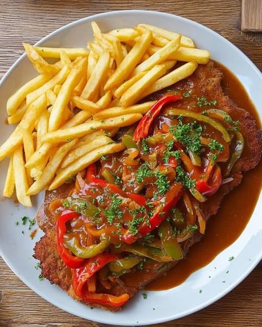 schnitzel mit paprikasose pommes einfach himmlisch lecker