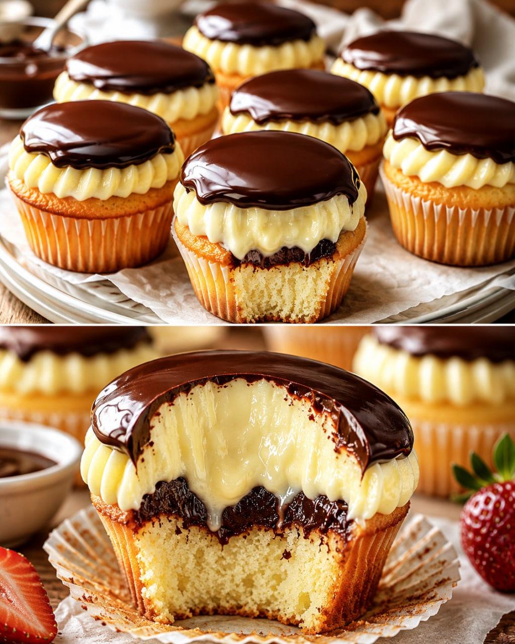 Donauwellen Muffins mit 1 Packung Pudding & 500 ml Milch