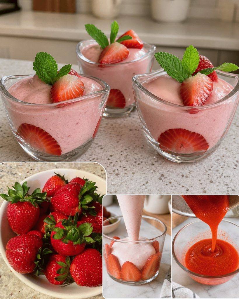 Leichte Erdbeermousse: ein frisches, luftiges und köstliches Dessert.