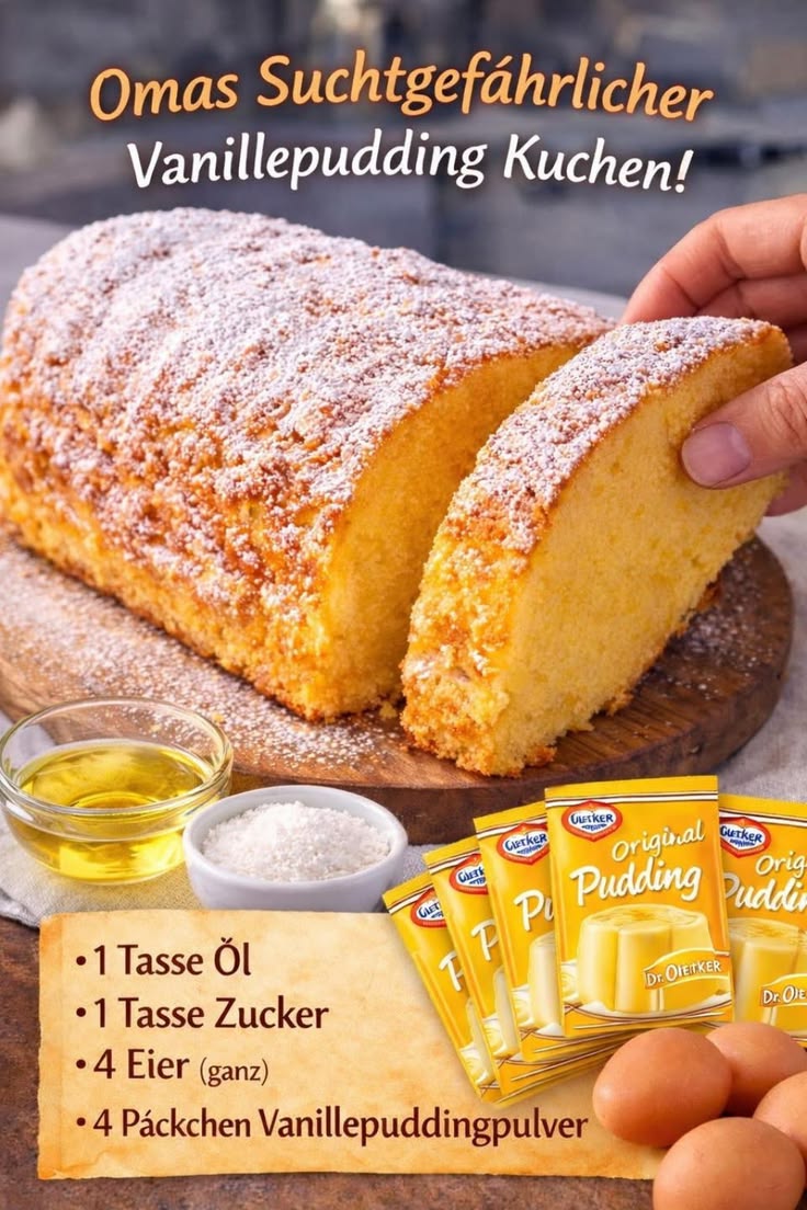 Cremigster Vanillepudding-Kuchen: Ohne Mehl & super saftig