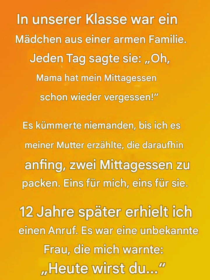 Als wir sahen, dass eine Klassenkameradin kein Mittagessen bekam, packten wir ihr jeden Tag ein zusätzliches ein