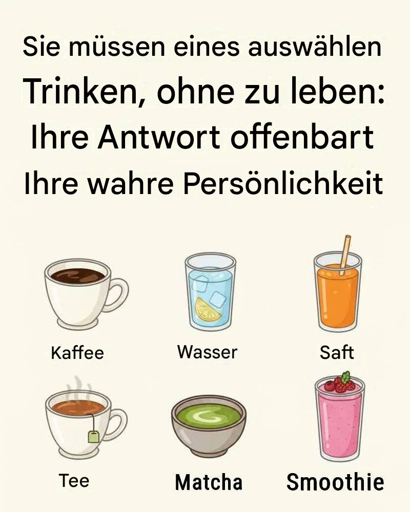 Auf welches Getränk Sie verzichten könnten, müssen Sie wählen: Ihre Antwort offenbart Ihre wahre Persönlichkeit