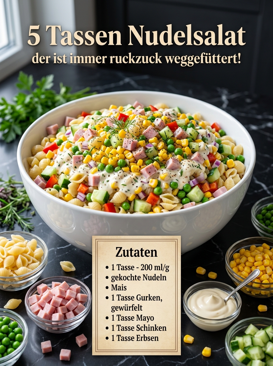 5 Tassen Nudelsalat