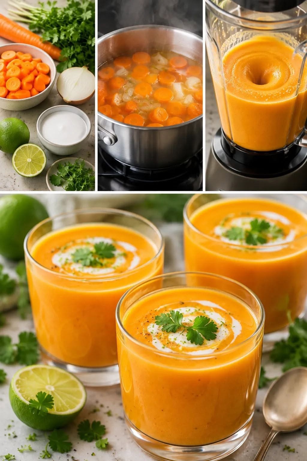 Kalte Karottensuppe mit Kokosmilch und Limette