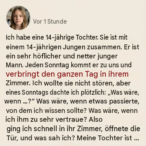 Sie öffnet unerwartet die Tür zum Zimmer ihrer Teenager-Tochter und stößt auf etwas Unerwartetes.