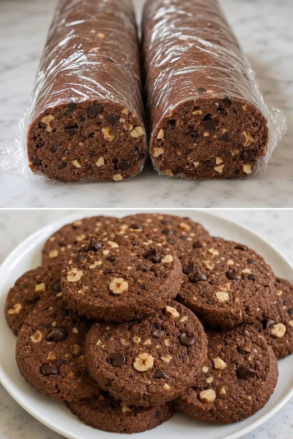 Butterkekse mit Zartbitterschokolade und Haselnüssen