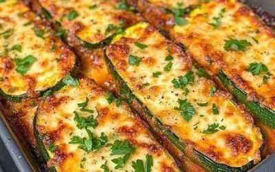 Zucchini-Steaks mit Knoblauch und Käse