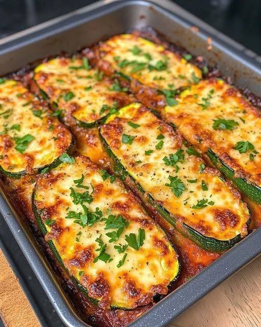 Zucchini-Steaks mit Knoblauch und Käse
