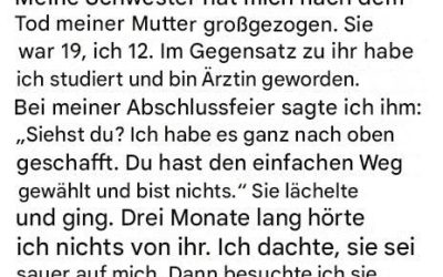 Ich nannte meine Schwester „weniger als nichts“, nachdem sie mich großgezogen hatte – dann wurde mir klar, wie falsch ich lag.