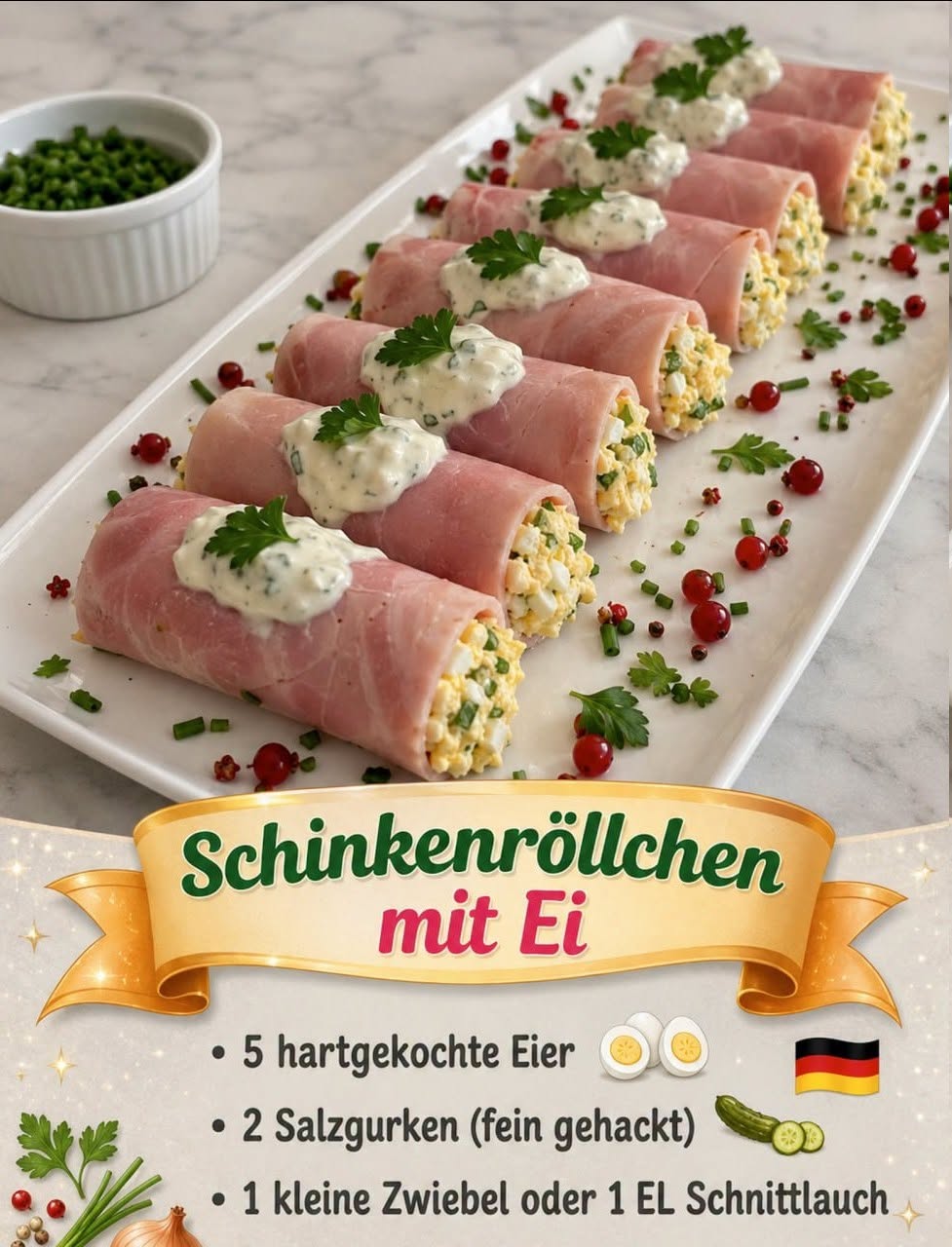 Schinkenröllchen mit Ei