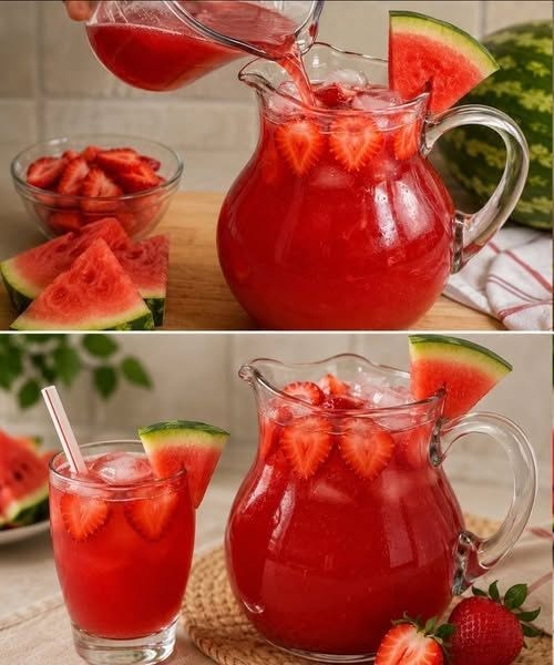 Sommerlicher Erdbeer-Melonen-Punsch