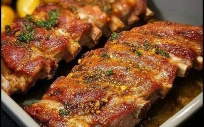 Ich teile dieses köstliche Rezept für im Ofen gebackene Schweinerippchen als Dankeschön.