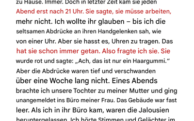 Meine Frau kam nach 21 Uhr immer öfter mit seltsamen Flecken an den Handgelenken nach Hause – deshalb bin ich eines Abends unangemeldet in ihrem Büro aufgetaucht.