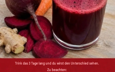 Rote-Bete-Ingwer-Saft für Energie, bessere Durchblutung und mehr Vitalität.