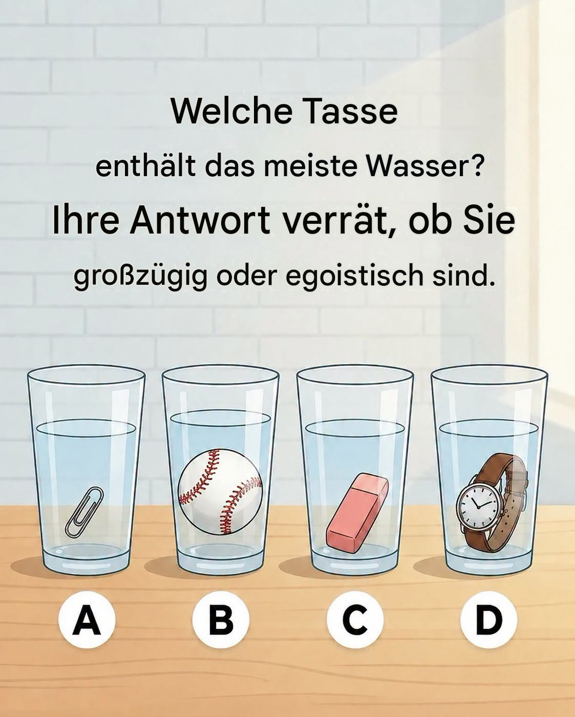 Dieser Vier-Gläser-Wassertest enthüllt Ihre Denkweise: Sind Sie logisch oder intuitiv?