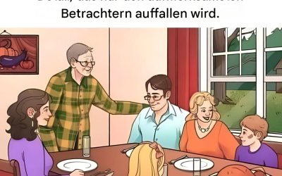 Dieses subtile Detail auf diesem Familienfoto vom Abendessen wird Ihre Beobachtungsgabe auf die Probe stellen – können Sie es in 15 Sekunden entdecken?