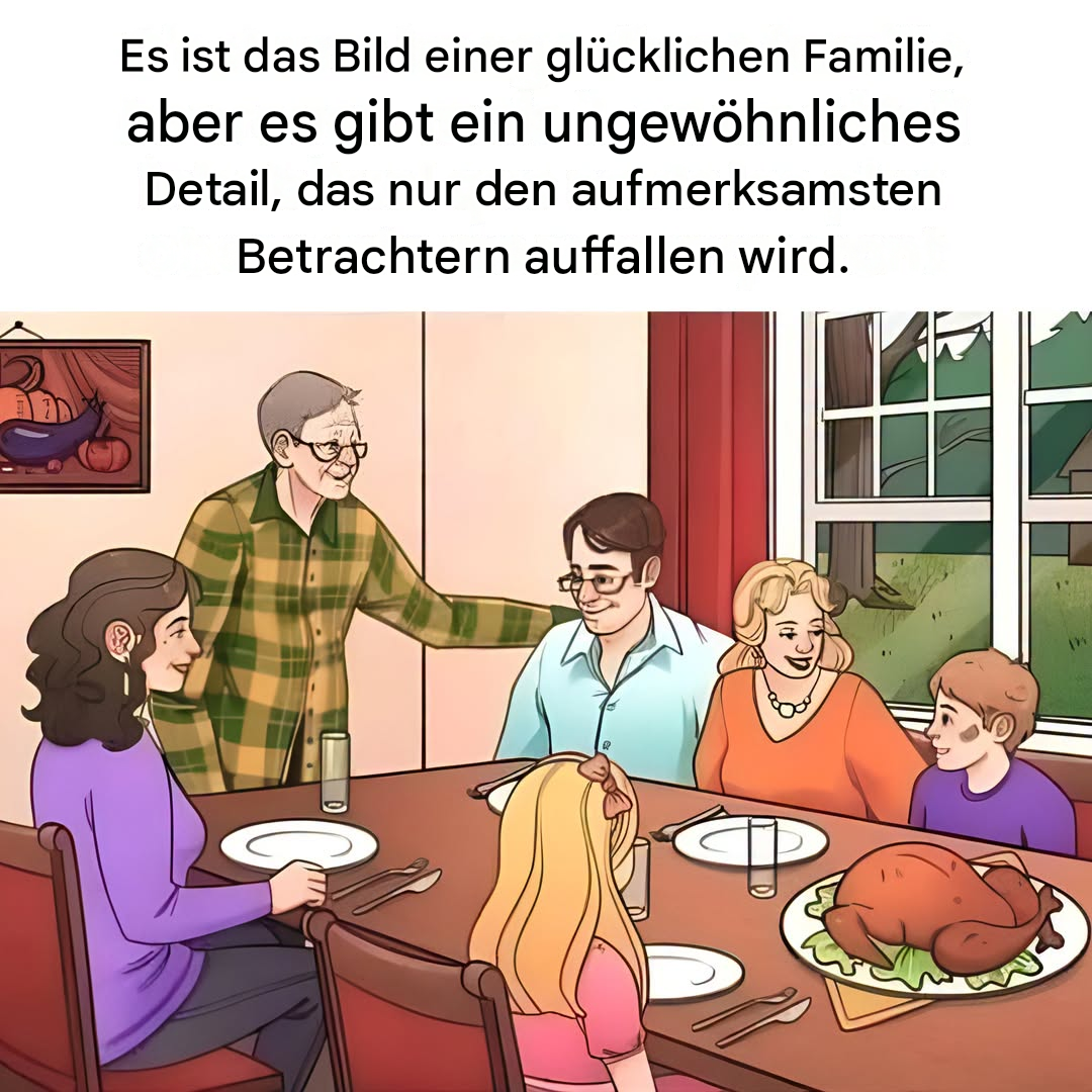 Dieses subtile Detail auf diesem Familienfoto vom Abendessen wird Ihre Beobachtungsgabe auf die Probe stellen – können Sie es in 15 Sekunden entdecken?