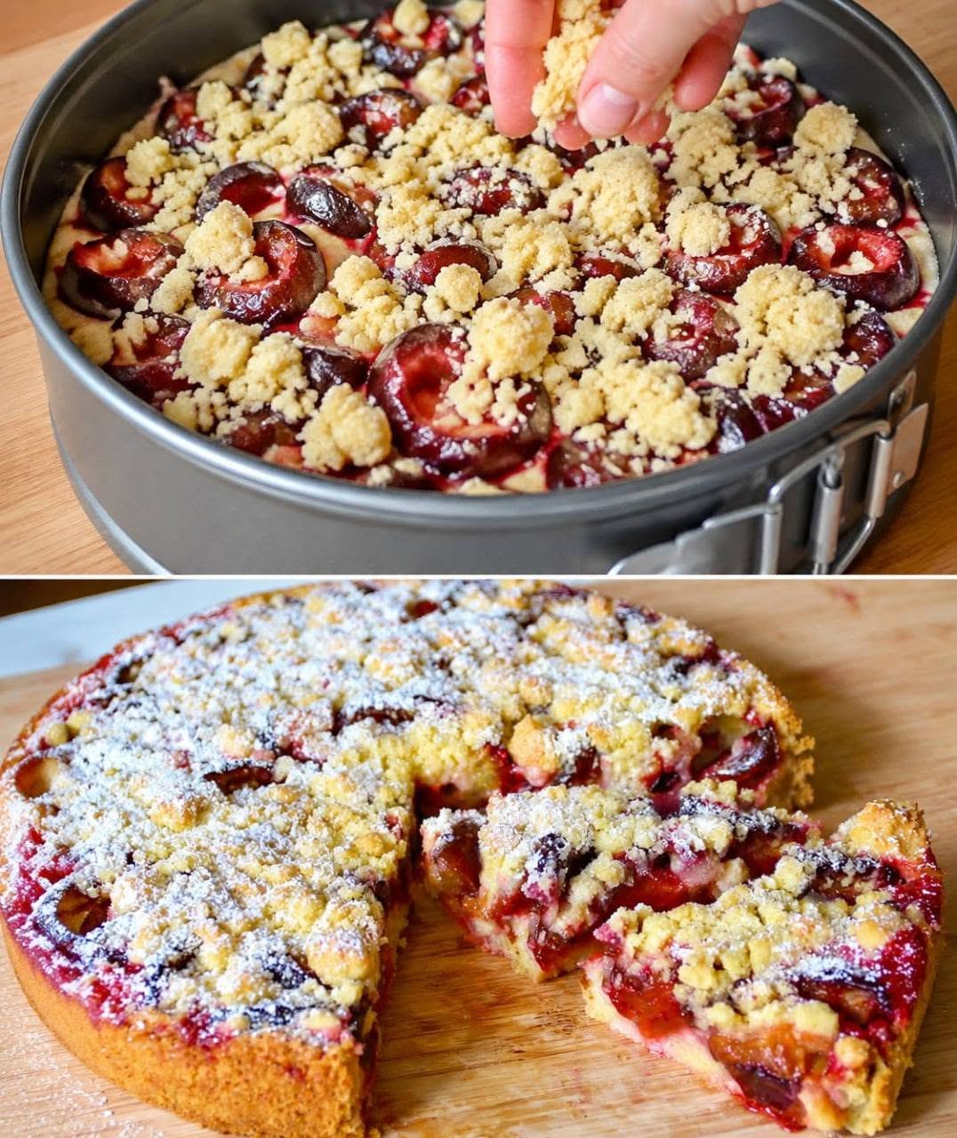 Zwetschgenkuchen mit Vanillepudding in 5 Minuten im Ofen