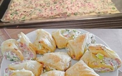Flammkuchenrolle mit 1 Rolle Blätterteig & 1 Packung Frischkäse