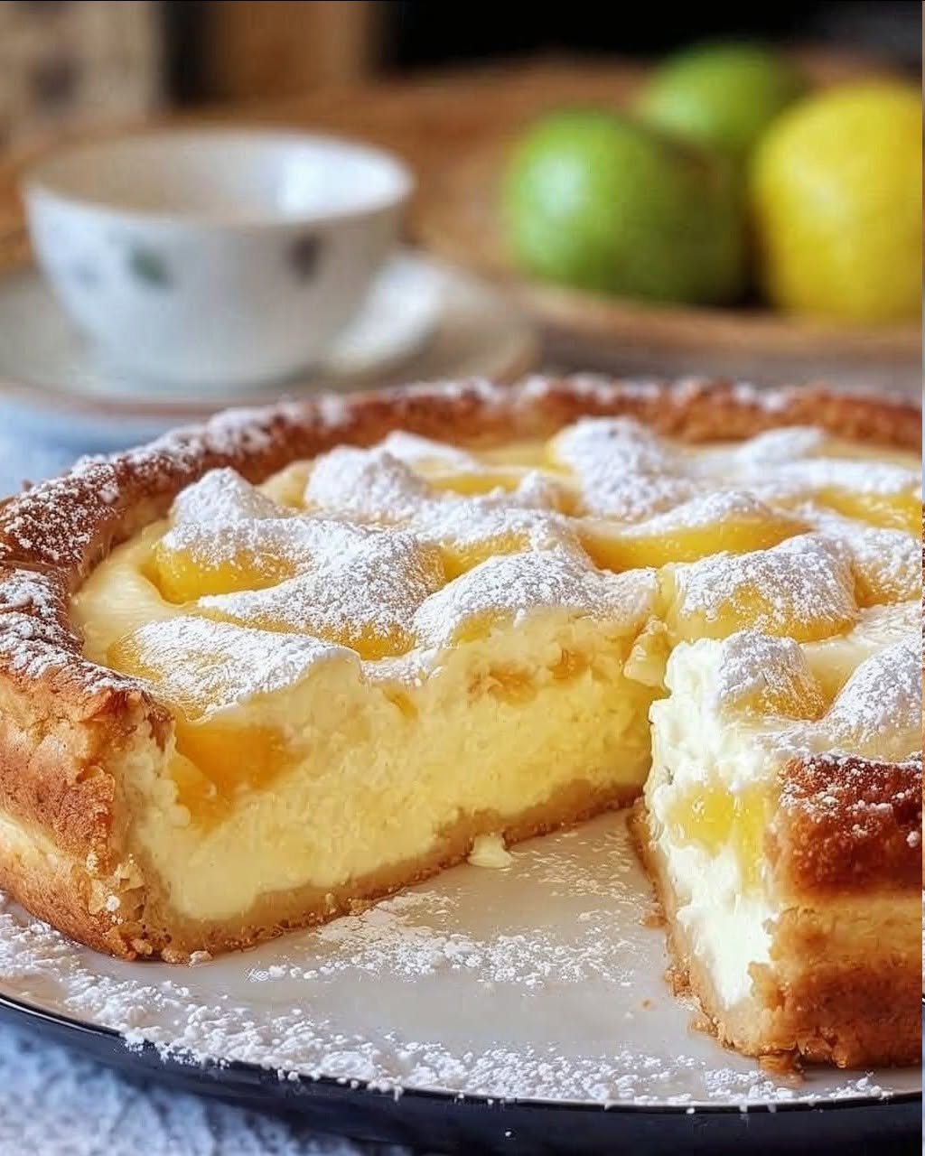 Unschlagbarer Apfelkuchen mit Vanillepudding in 10 Minuten im Ofen