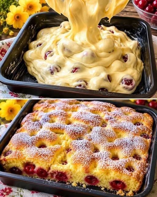 Schneller Quark Kirschkuchen in 5 Minuten zubereitet