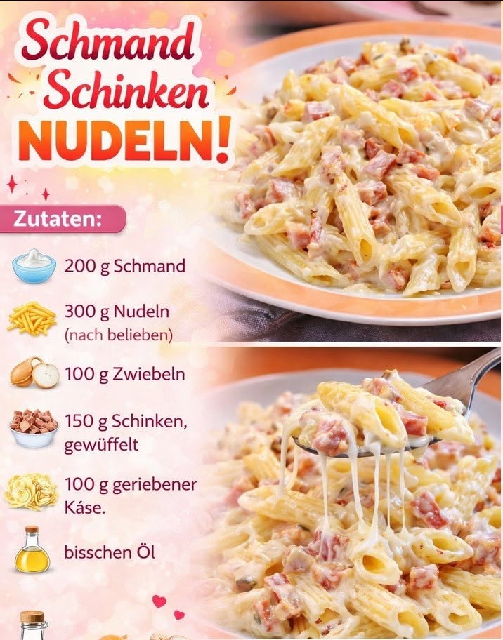Ohh in 20 Minuten gekocht und so lecker, Schinken Nudeln mit Schmand