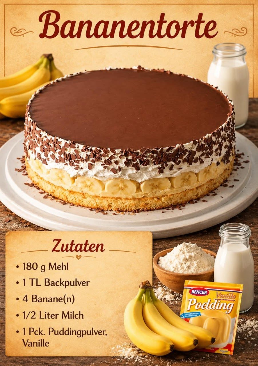 Diese cremige Bananentorte macht wirklich süchtig!