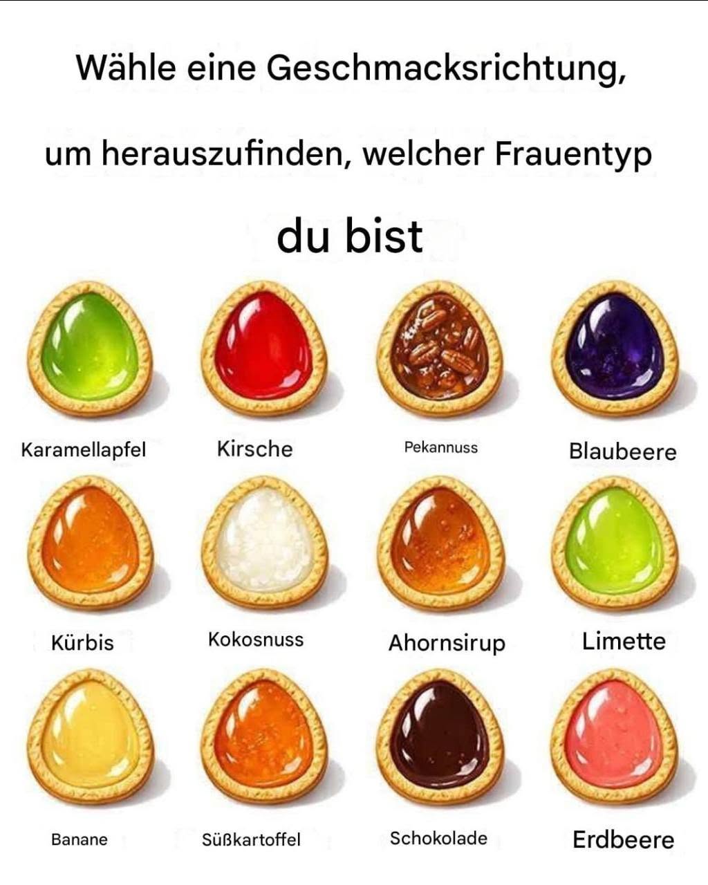 Wähle eine Geschmacksrichtung und finde heraus, was für eine Frau du bist