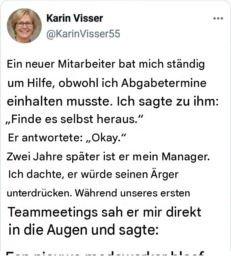 Ich dachte, meine harschen Worte gegenüber einem neuen Kollegen würden meine Karriere ruinieren, doch seine Reaktion Jahre später lehrte mich die wichtigste Lektion meines Lebens.