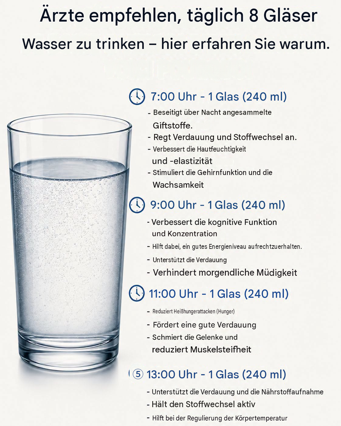 8 Gläser Wasser am Tag: Warum das so wichtig ist und wann man sie trinken sollte