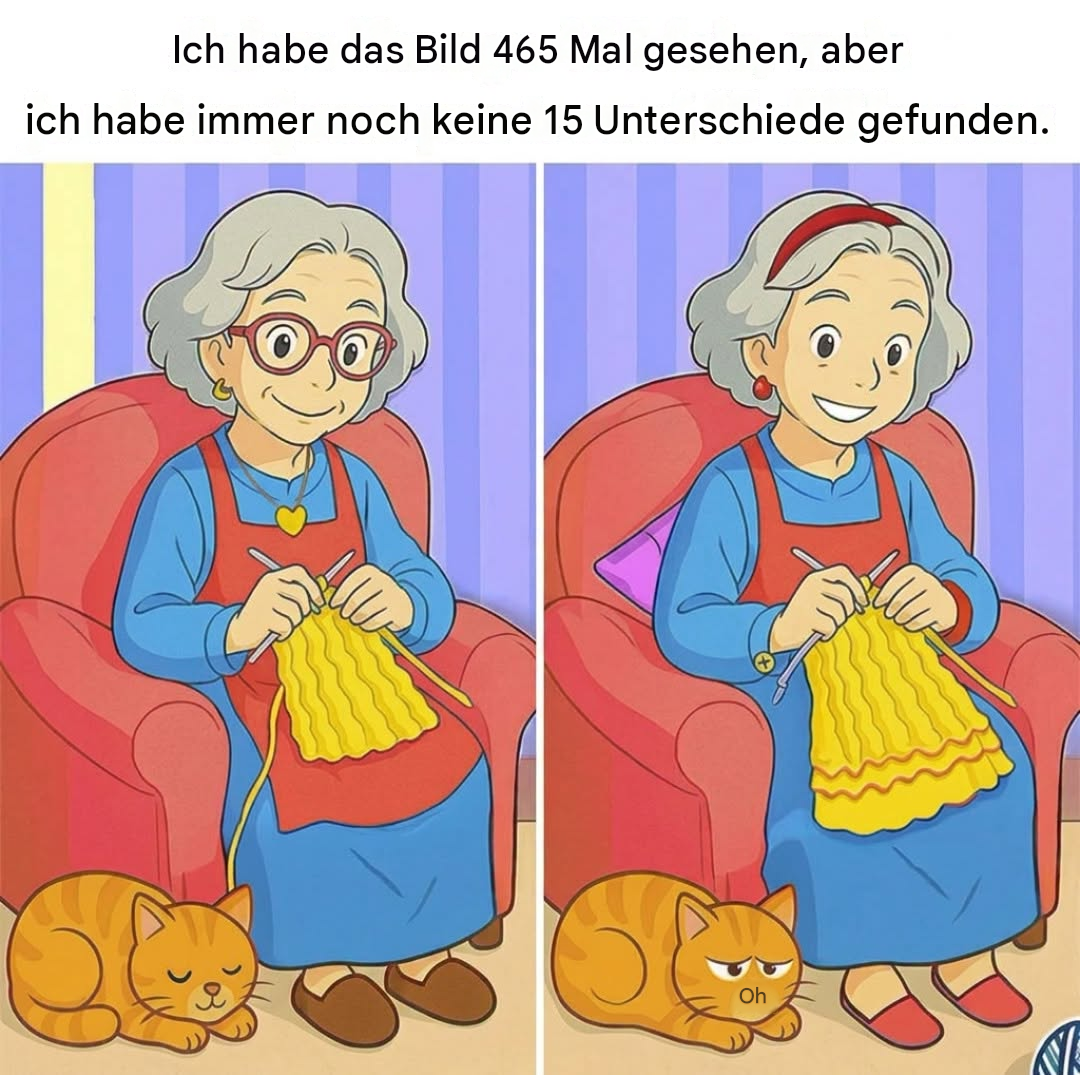 Finde die 15 Unterschiede: Kannst du alle finden? Eine visuelle Herausforderung, die dein Gehirn anregt.